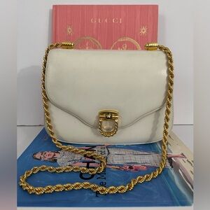 GUCCI Leather Off-White Shoulder Bag Vintage Rare And HTF